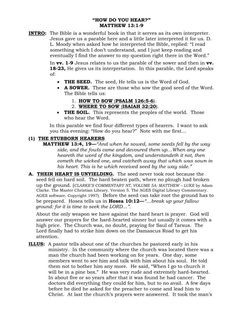 HOW DO YOU HEAR Sermon Outlines Org