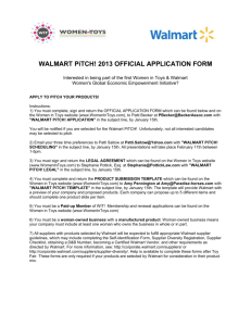 WALMART PiTCH! 2013 OFFICIAL APPLICATION FORM Interested