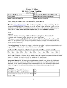 Syllabus-Critical-Th.. - Professor Gary Jason, PhD