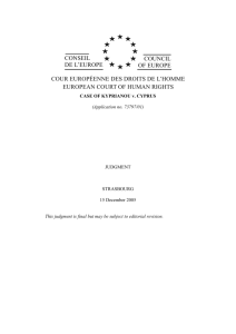 CASE OF KYPRIANOU v. CYPRUS (Application no. 73797/01