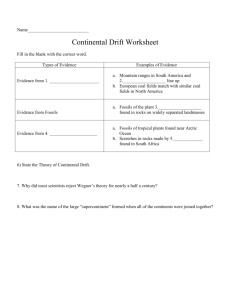 Continental Drift Worksheet
