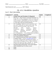 Ch. 10.2 Mendel Assignment Sheet