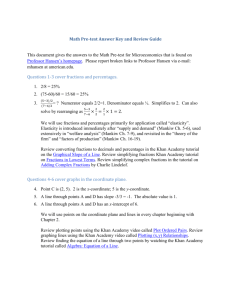 Math Pre-test Answer Key and Review Guide This document gives