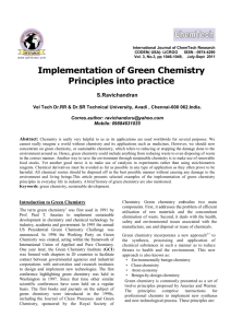 Implementation of Green Chemistry Principles into practice