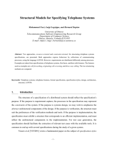 Structural Models for Specifying Telephone Systems