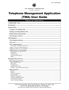 Telephone Management Application (TMA) User Guide - GAI