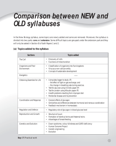 Comparison between NEW and OLD syllabuses