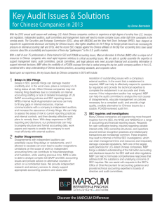 Key Audit Issues & Solutions - Marcum Bernstein & Pinchuk LLP