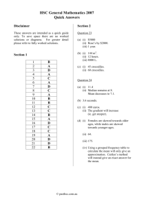 HSC General Mathematics 2007 Quick Answers