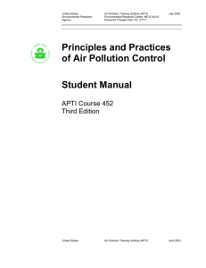 APTI 452 Principles and Practices of Air Pollution Control Student