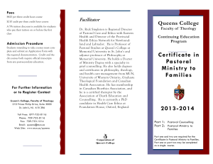 Certificate in Pastoral Ministry to Families 2013-2014