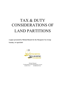 Tax & Duty Considerations of Land Partitions