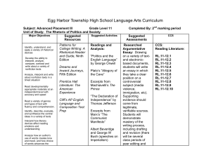 Egg Harbor Township High School Language Arts Curriculum