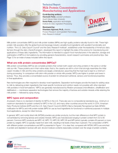 Milk Protein Concentrates - Innovation Center for US Dairy