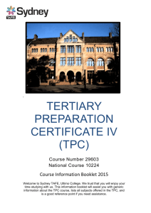 tertiary preparation certificate iv (tpc) - TPC Studies