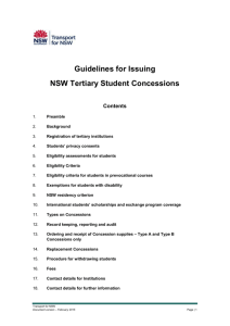 Guidelines for Issuing NSW Tertiary Student Concessions