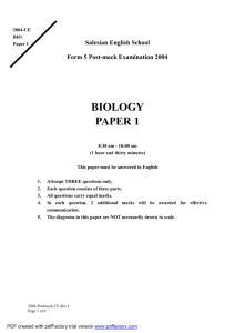 BIOLOGY PAPER 1