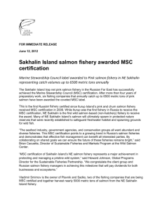 Sakhalin Island salmon fishery awarded MSC certification
