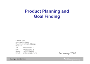 Product Planning and Goal Finding