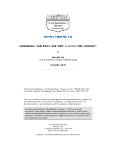 International Trade Theory and Policy: A Review of the Literature