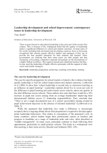 Leadership development and school improvement: contemporary