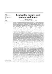 Leadership theory: past, present and future
