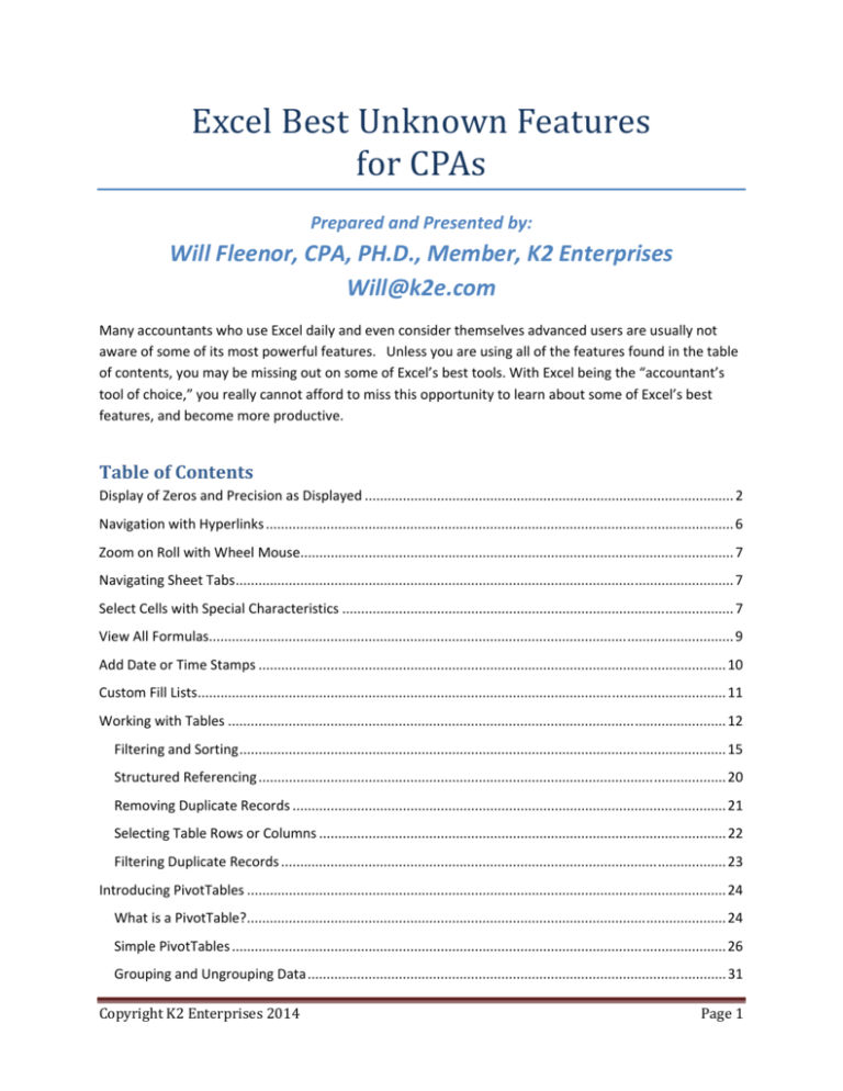 Excel Best Unknown Features For CPAs