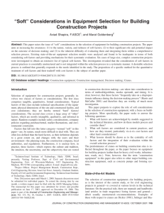 “Soft” Considerations in Equipment Selection for Building