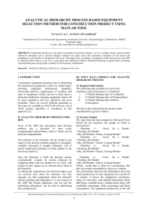 analytical hierarchy process based equipment selection method for