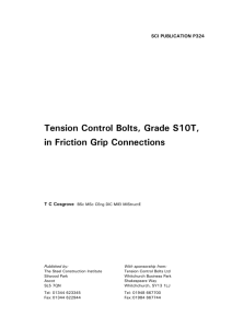 Tension Control Bolts, Grade S10T, in Friction Grip Connections