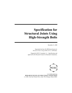 Specification For Structural Joints Using High
