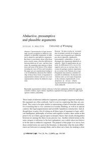 Abductive, presumptive and plausible arguments