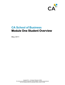 CA School of Business Module One Student Overview