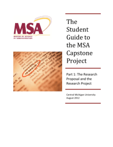 Student Guide to the MSA Capstone Project