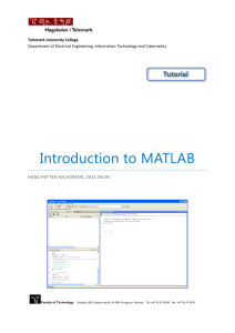 Tutorial: Introduction to MATLAB