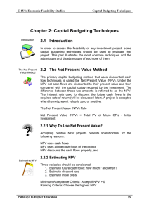 Chapter 2: Capital Budgeting Techniques