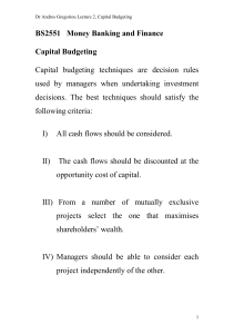 Capital Budgeting - The Economics Network