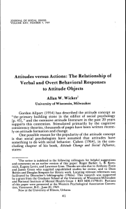 Attitudes versus Actions: The Relationship of Verbal and Overt