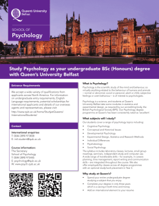 Undergraduate BSc (Honours) at QUB Psychology for North