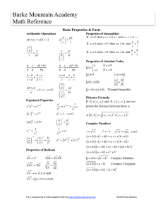 Math Reference - BMAPreCalculus