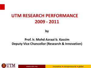 UTM RESEARCH PERFORMANCE 2009