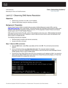Lab 6.2.1 Observing DNS Name Resolution