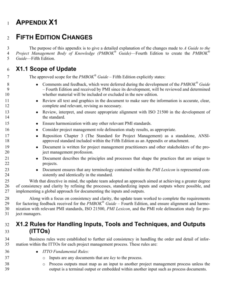 APPENDIX X1 FIFTH EDITION CHANGES X1.1 Scope Of Update X1