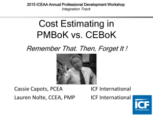Cost Estimating in PMBoK vs. CEBoK