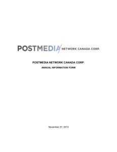 POSTMEDIA NETWORK CANADA CORP.