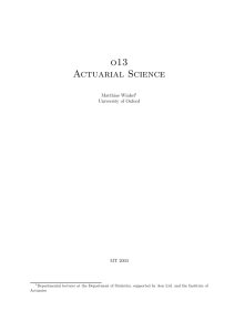 o13 Actuarial Science - the Department of Statistics