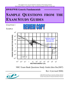 Sample Exam Study Guide - Nuclear Power Plant Training