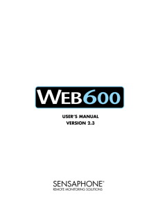 Sensaphone WEB600 Web-Based Monitoring System User's Manual