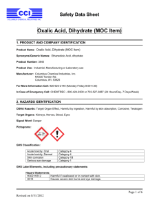 Safety Data Sheet Oxalic Acid, Dihydrate (MOC Item)