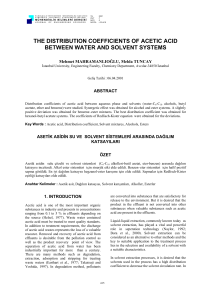 the distribution coefficients of acetic acid between